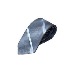 Vintage Wembley Wemsilk Tie Blue Silver Stripe Classic Necktie 56" x 3.5" Retro